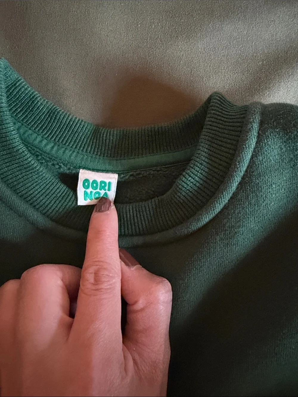 {OORI NOA} thick green fleece sweat set 6/7T